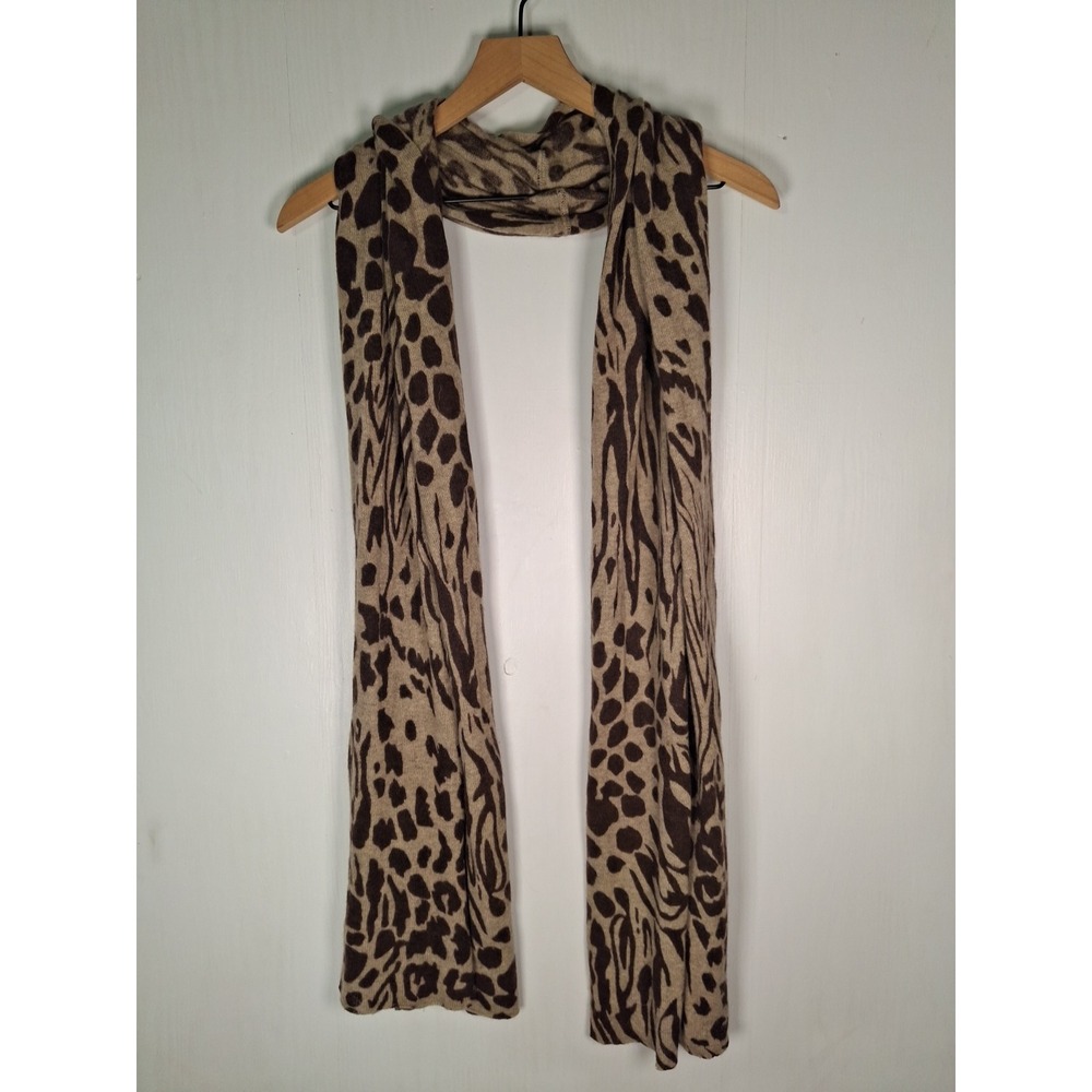 Autumn Cashmere Scarf 100% Pure Cashmere Mixed Animal Leopard Zebra Print Brown